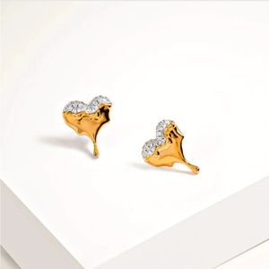 Marie June Dripping Ear Pave Gold Stud Earrings, NWOT
